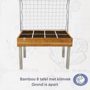 productafbeelding 8600 bamboo tafel met 8 vakken en klimrek van de Makkelijke Moestuin. bij Birds and Berries in Bonheiden