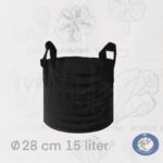 Productafbeelding 9712 van een growbag met diameter van 28 cm. Er kan ongeveer 15 liter moestuingrond of aarde in.