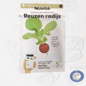 Product afbeelding Reuzen Radijs zaden van het merk Makkelijke Moestuin. Met de bestelmogelijkheden voor de website Birds and Berries België